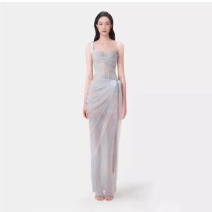 Elegant One-Shoulder light blue Dress